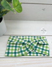 Load image into Gallery viewer, Green Plaid Front Knot Headband