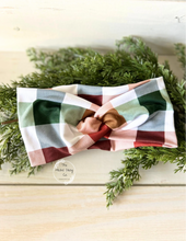 Load image into Gallery viewer, Vintage Christmas Checkers Front Knot Headband