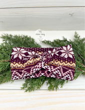 Load image into Gallery viewer, Burgundy Winter Sweater Front Knot Headband