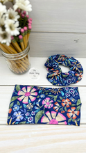 Load image into Gallery viewer, Navy Pencils Flowers Front Knot Headband