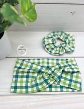 Load image into Gallery viewer, Green Plaid Front Knot Headband