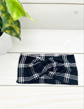 Load image into Gallery viewer, Black Plaid Front Knot Headband