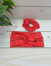 Load image into Gallery viewer, Red Christmas Sweater Front Knot Headband