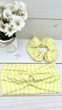 Load image into Gallery viewer, Yellow Gingham Front Knot Headband