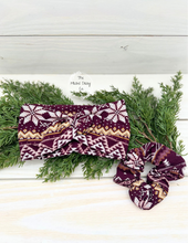 Load image into Gallery viewer, Burgundy Winter Sweater Front Knot Headband