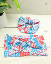 Load image into Gallery viewer, Patriotic Patchwork Front Knot Headband