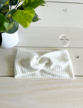 Load image into Gallery viewer, Ivory Waffle Knit Front Knot Headbandt