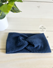 Load image into Gallery viewer, Navy Waffle Knit Front Knot Headband