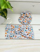Load image into Gallery viewer, Teal Orange Fall Leaves Scrunchie
