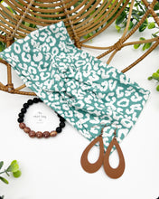 Load image into Gallery viewer, Sage Leopard Front Knot Headband
