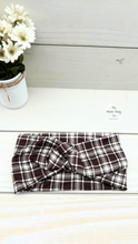 Load image into Gallery viewer, Brown Plaid Front Knot Headband
