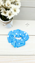 Load image into Gallery viewer, Blue Polka Dot Scrunchie
