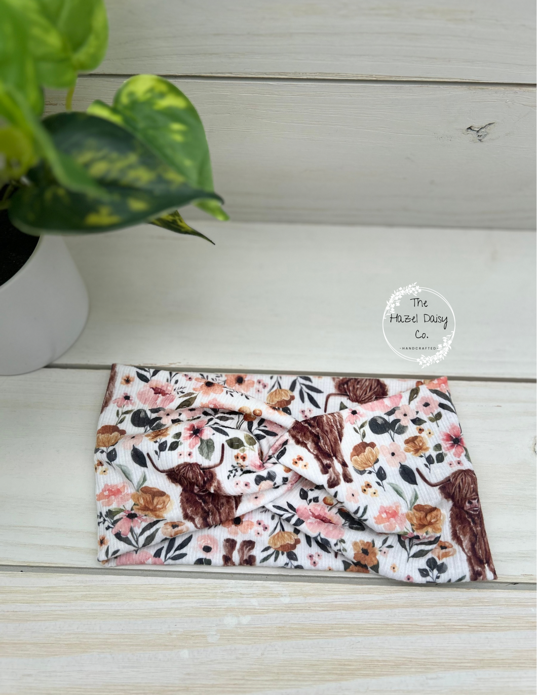 Cows and Flowers Front Knot Headband