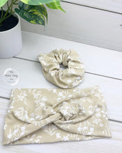 Load image into Gallery viewer, Tan Wildflowers Scrunchie
