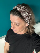 Load image into Gallery viewer, Brown Plaid Front Knot Headband
