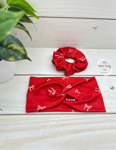 Load image into Gallery viewer, Ribbed Red Bows Front Knot Headband
