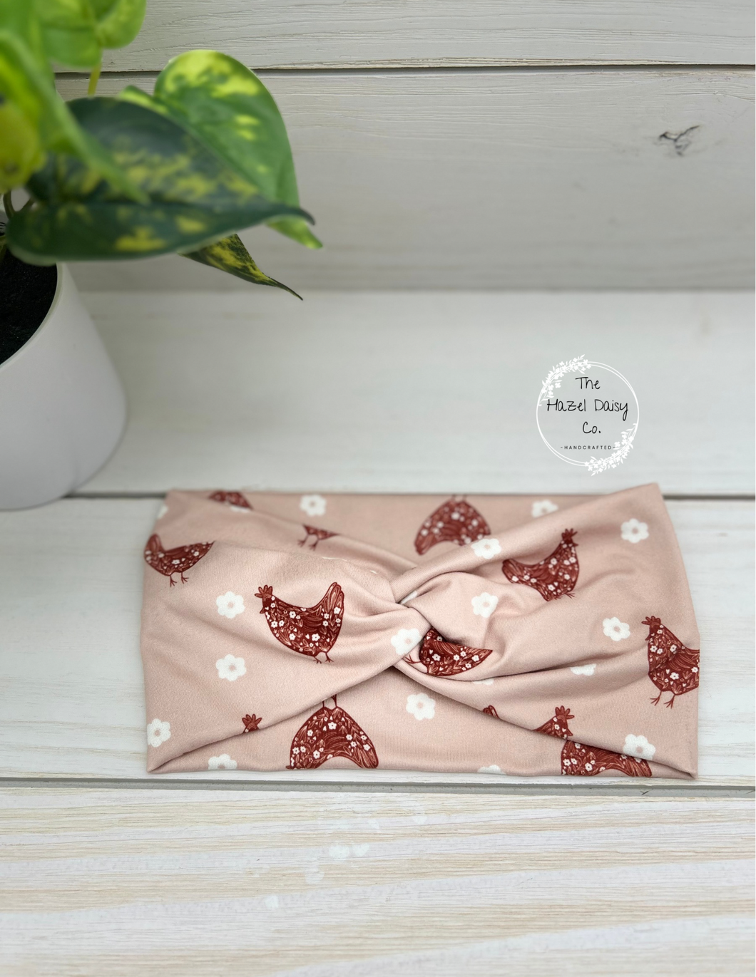 Chicken Daisies Front Knot Headband