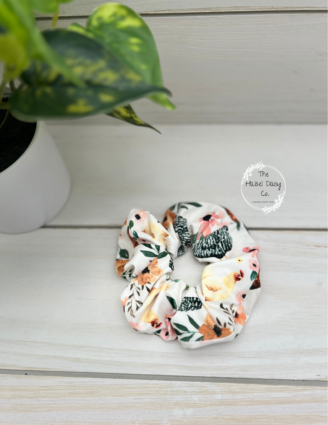 Chicken Floral Scrunchie