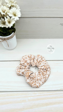 Load image into Gallery viewer, Ribbed Beige White Floral Scrunchie
