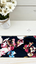 Load image into Gallery viewer, Black Big Floral Front Knot Headband
