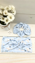 Load image into Gallery viewer, Vintage Geese on Blue Scrunchie
