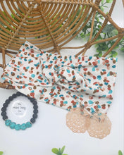 Load image into Gallery viewer, Teal Cocoa Dots Front Knot Headband
