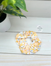 Load image into Gallery viewer, Mustard Floral and Leaves Scrunchie
