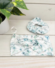 Load image into Gallery viewer, Blue Green Watercolor Scrunchie
