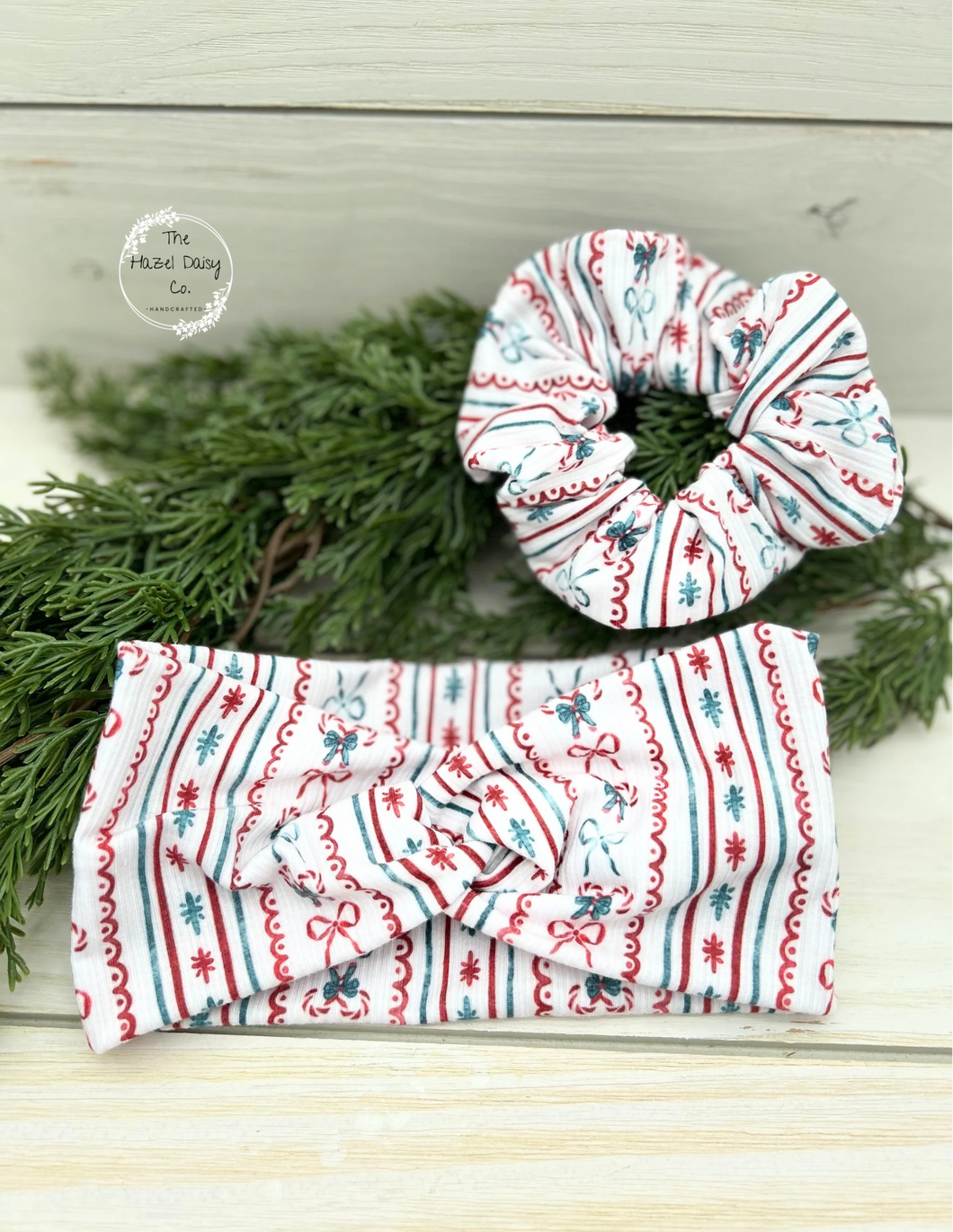 Ribbed Christmas Bows Scrunchie