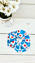 Load image into Gallery viewer, Red Stars on Blue Checkered Scrunchie
