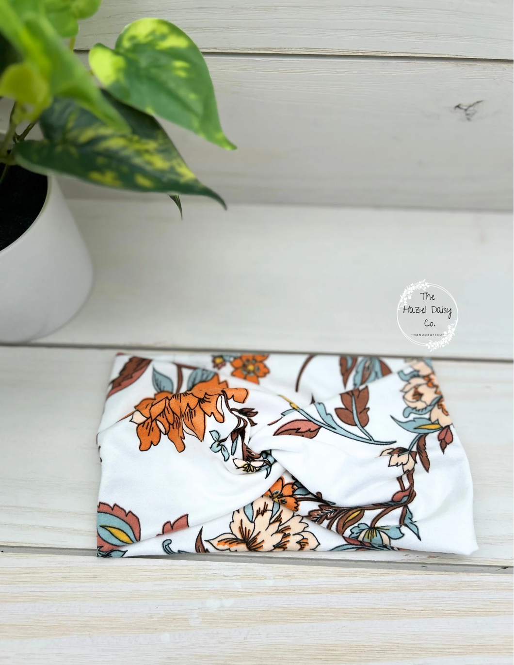 Ivory Vintage Botanical Front Knot Headband