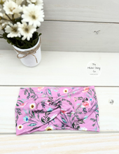 Load image into Gallery viewer, Bright Purple Spring Floral Front Knot Headband
