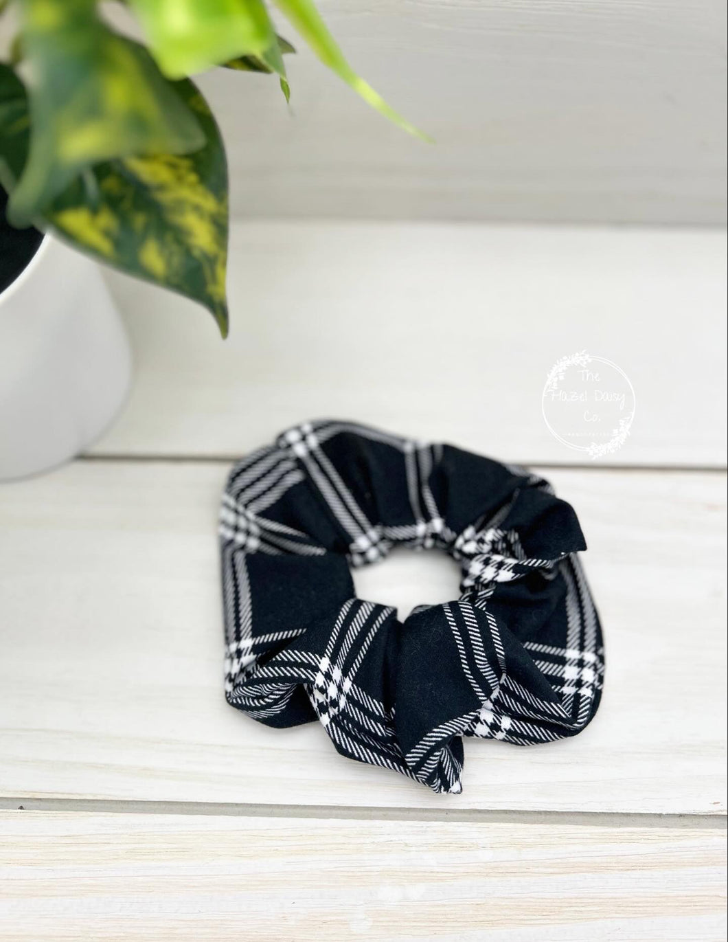 Black Plaid Scrunchie