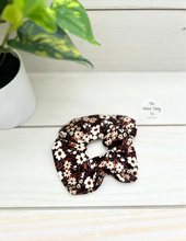 Load image into Gallery viewer, Brown Floral Scrunchie
