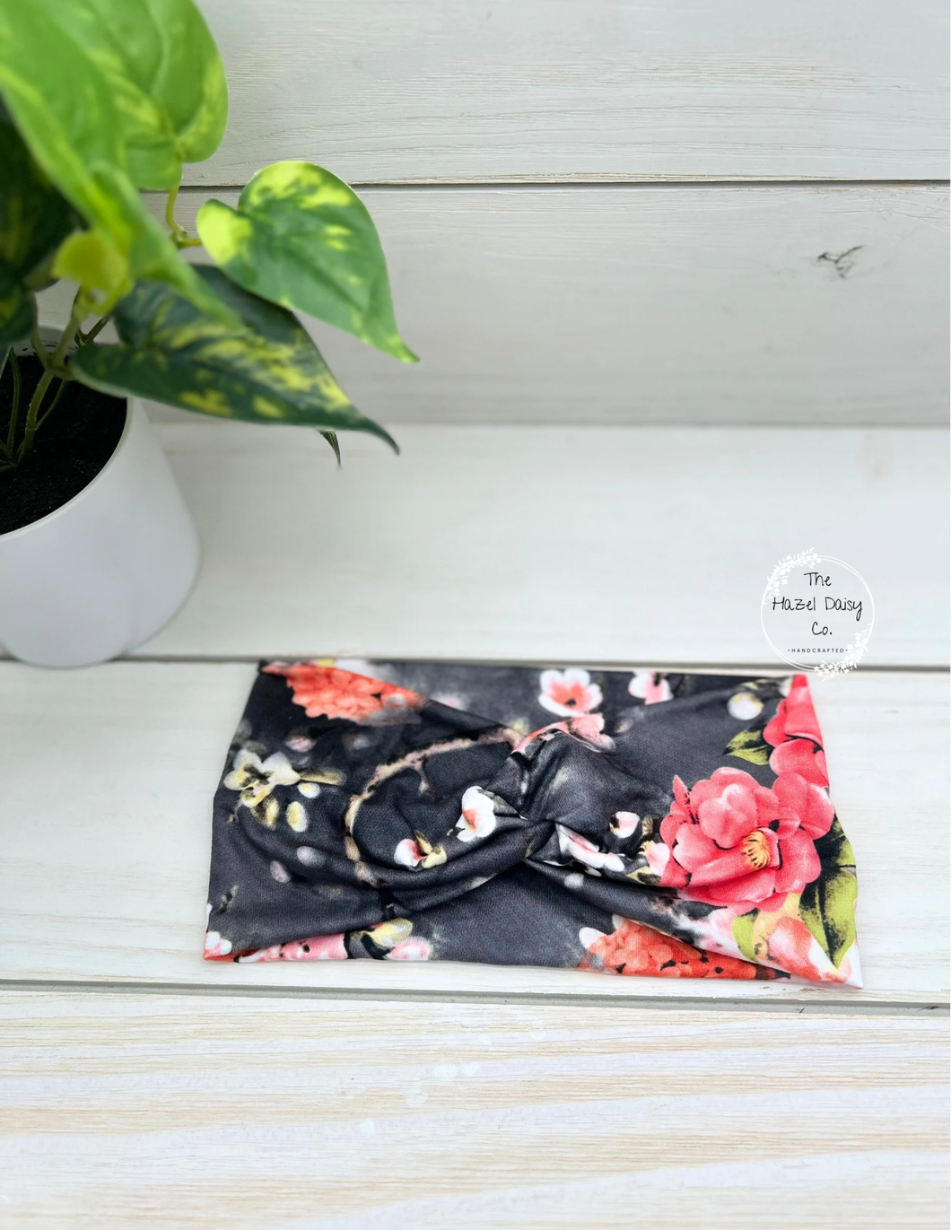 Wildflowers on Black Front Knot Headband