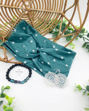 Load image into Gallery viewer, Teal Flowers Front Knot Headband
