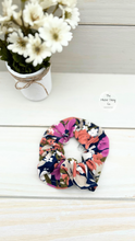 Load image into Gallery viewer, Terracotta Pink Navy Botanical Scrunchie
