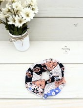 Load image into Gallery viewer, Pink Blue Patchwork Scrunchie
