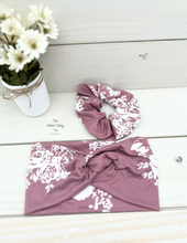 Load image into Gallery viewer, Mauve Floral Front Knot Headband
