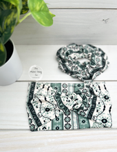 Load image into Gallery viewer, Sage Boho Flower Stripes Scrunchie
