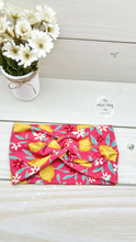 Load image into Gallery viewer, Lemons on Pink Front Knot Headband
