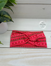 Load image into Gallery viewer, Red Christmas Sweater Front Knot Headband
