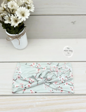 Load image into Gallery viewer, Mint Cherry Blossoms Front Knot Headband
