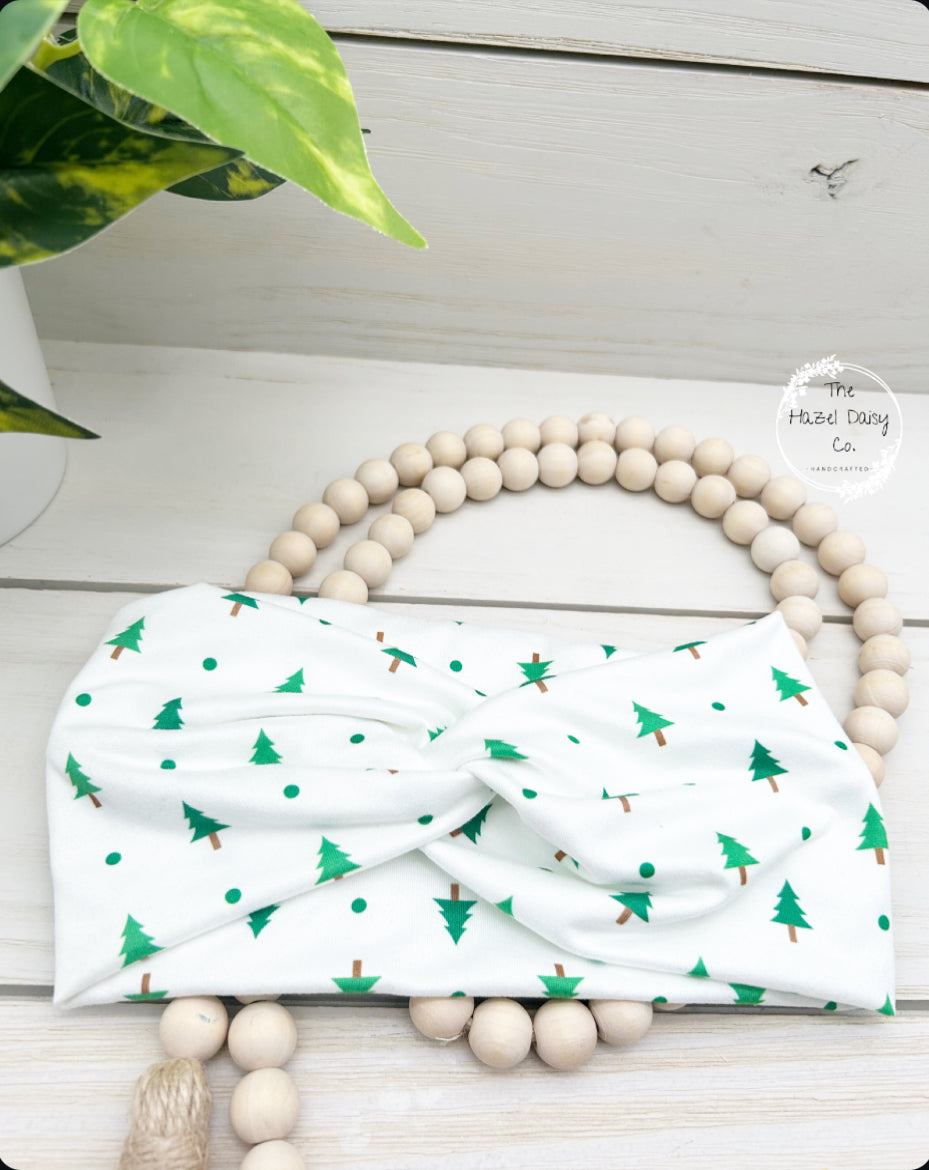 Trees on White Front Knot Headband