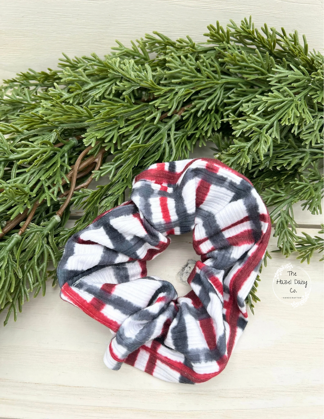 Ribbed Christmas Plaid Scrunchie