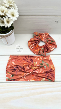 Load image into Gallery viewer, Autumn Leaves Terracotta Scrunchie
