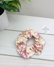 Load image into Gallery viewer, Pink Taupe Stencil Floral Scrunchie
