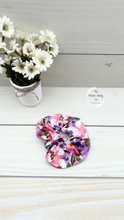 Load image into Gallery viewer, Pink Purple Watercolor Flowers Scrunchie
