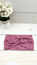 Load image into Gallery viewer, Mauve Purple Small Flowers Front Knot Headband
