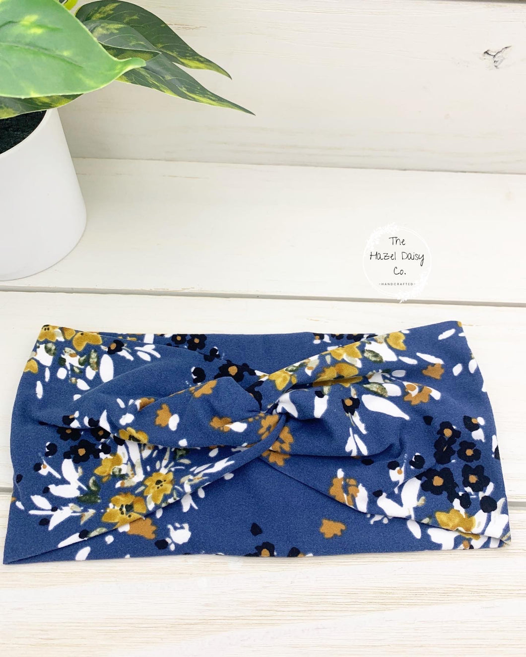Navy Floral Front Knot Headband